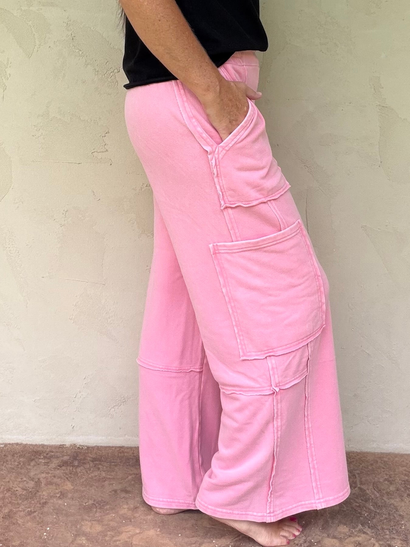 Hyfve Mineral Wash Cargo Pants, Taffy Pink