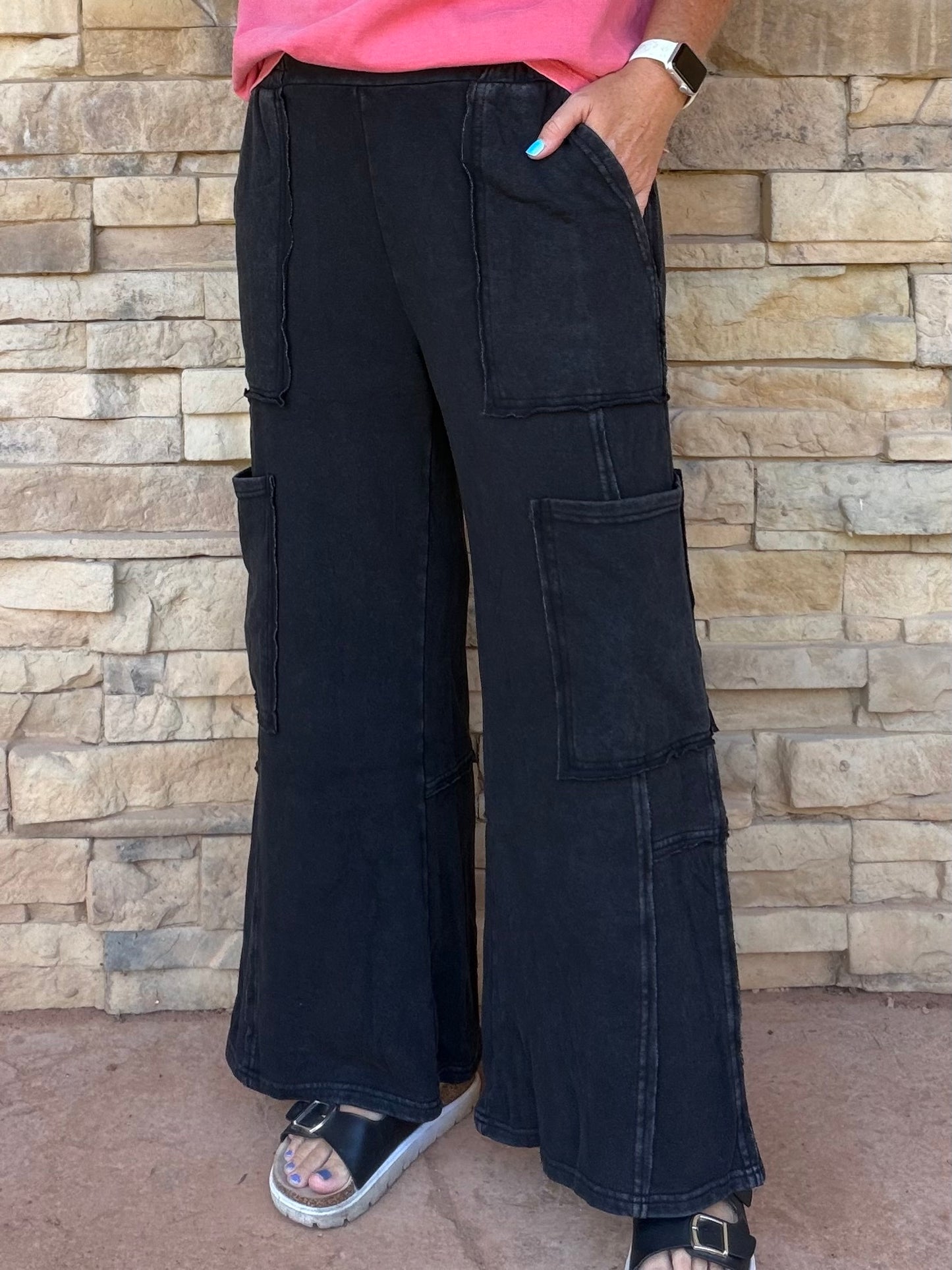 Hyfve Mineral Wash Cargo Pants, Black
