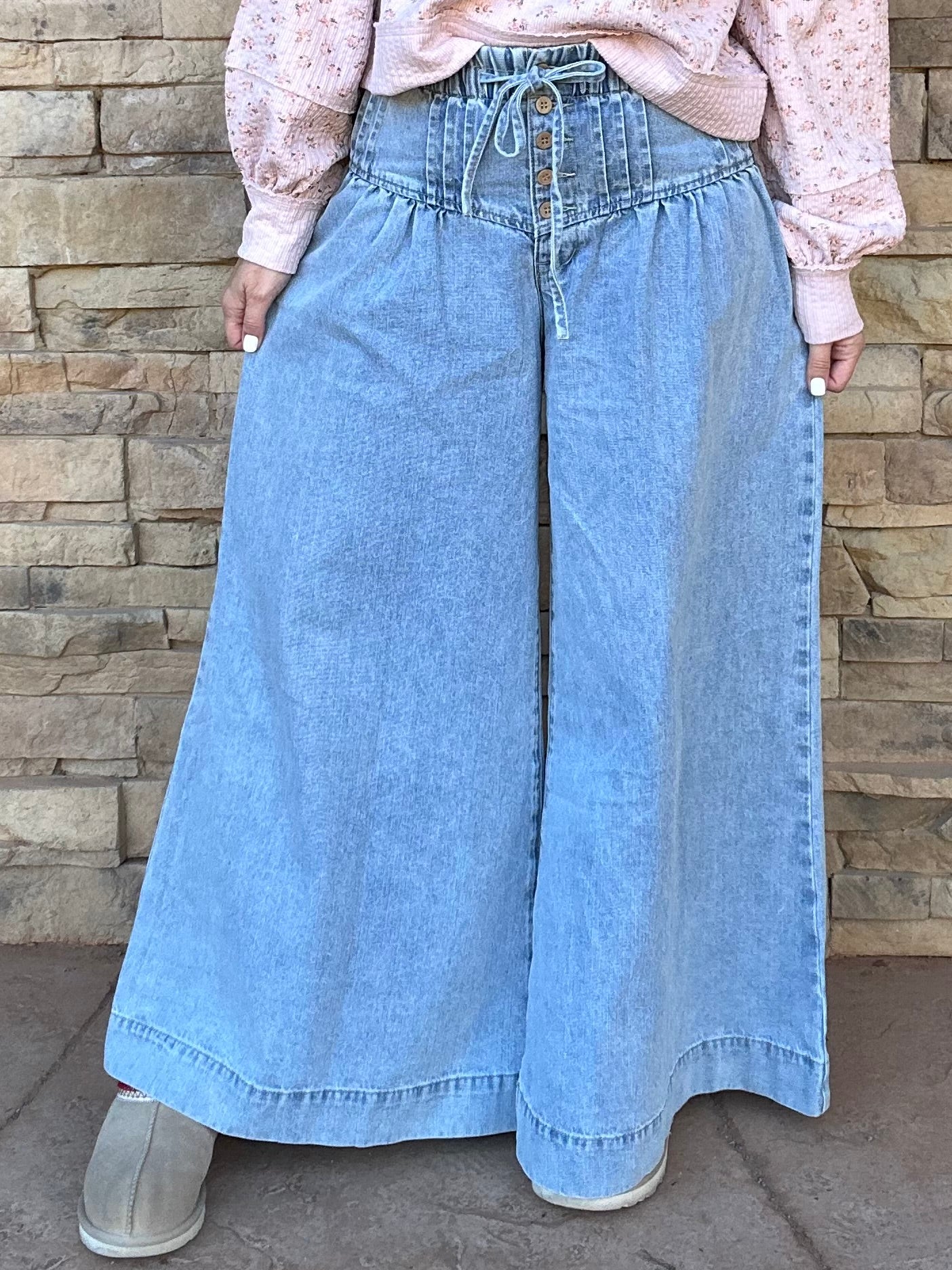 So Me Wide Leg Drawstring Pants