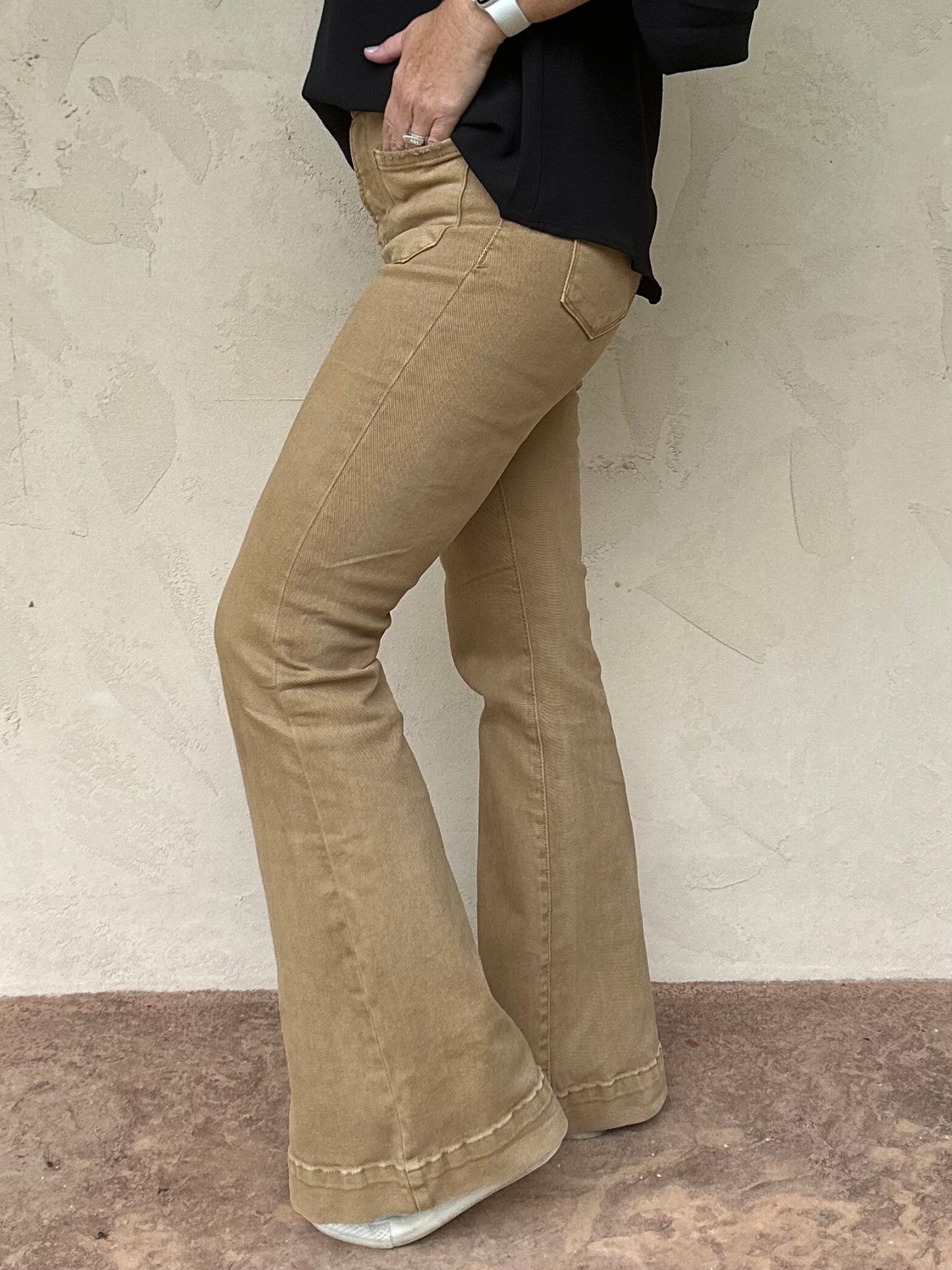 Risen Front Pocket Bell Bottoms, Mocha