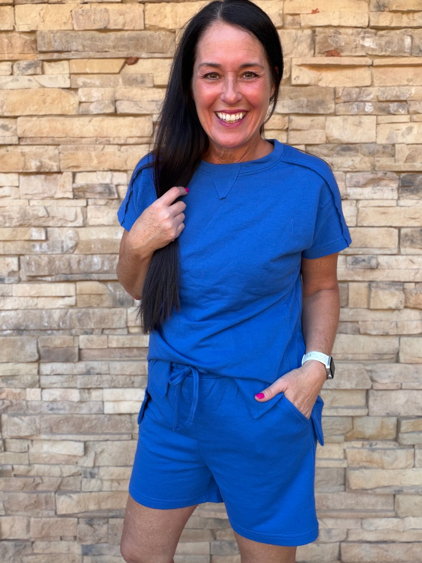 Mono B Raw Edge French Terry Set, Deep Indigo