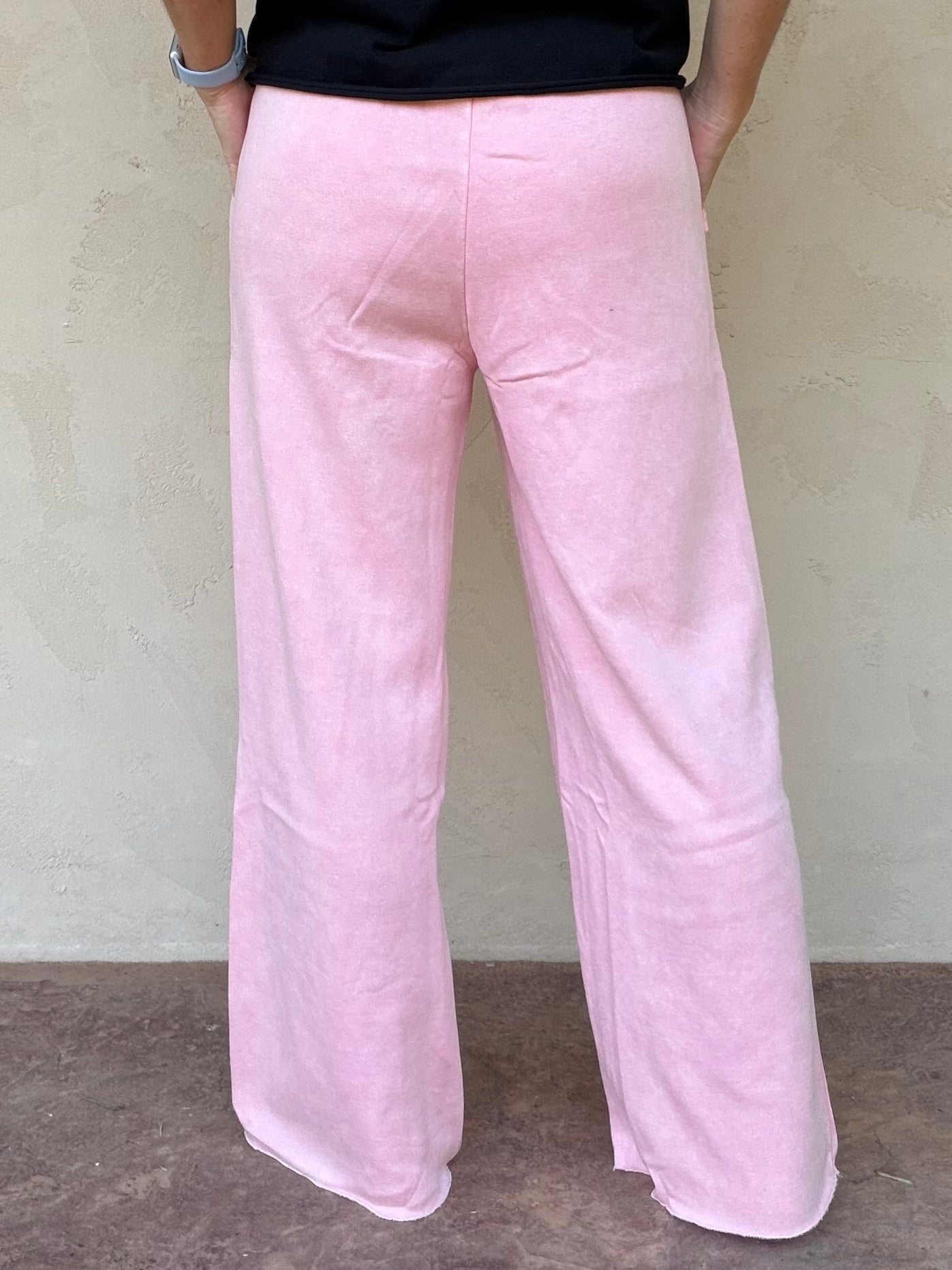 Zenana Wide Leg Sweatpants, Dark Pink