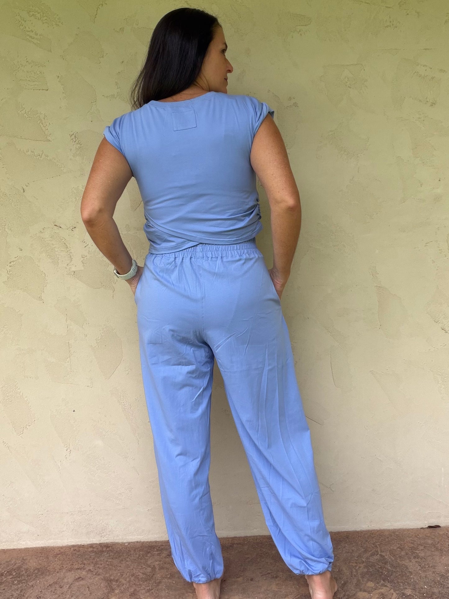 Veveret Cropped Top Set, Blue