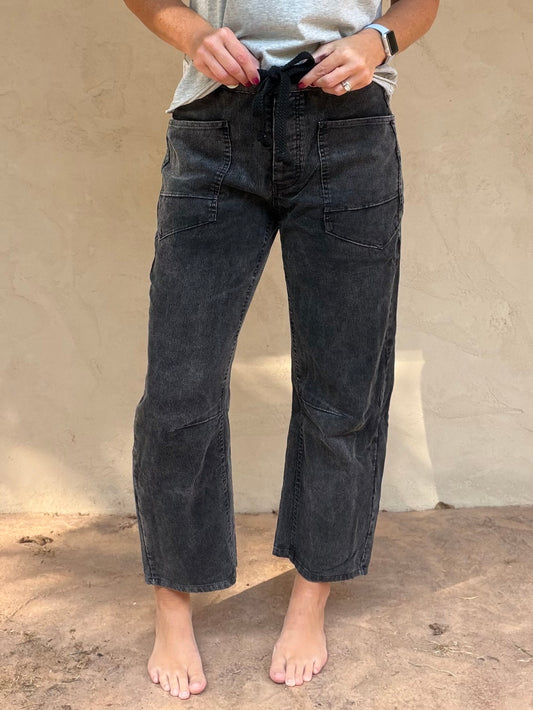 Vintage Washed Corduroy Pants, Black