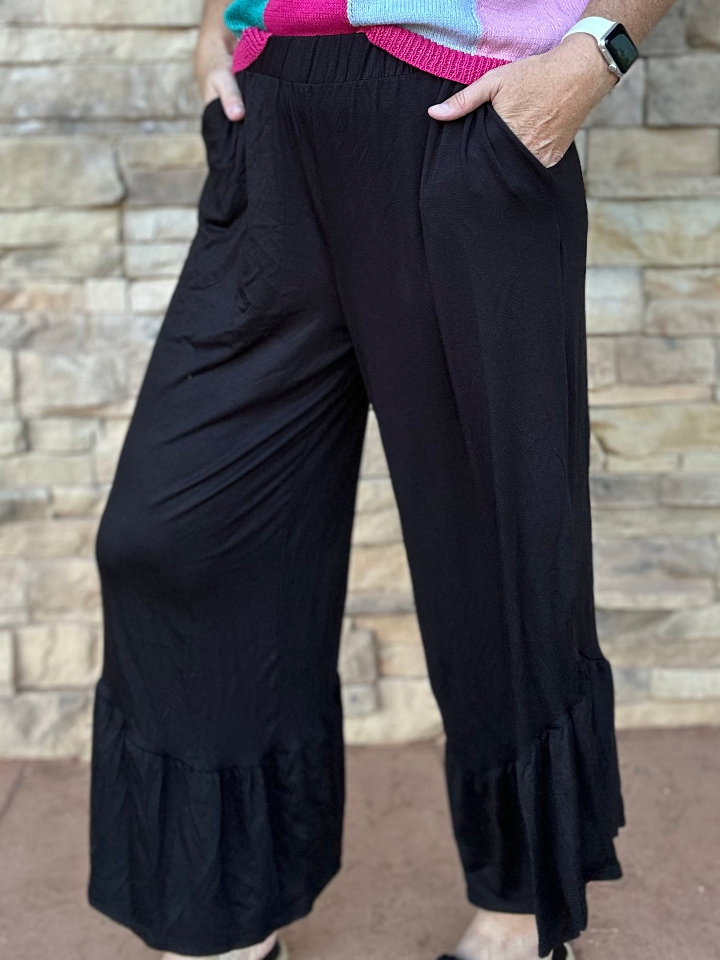 Black Ruffle Pants