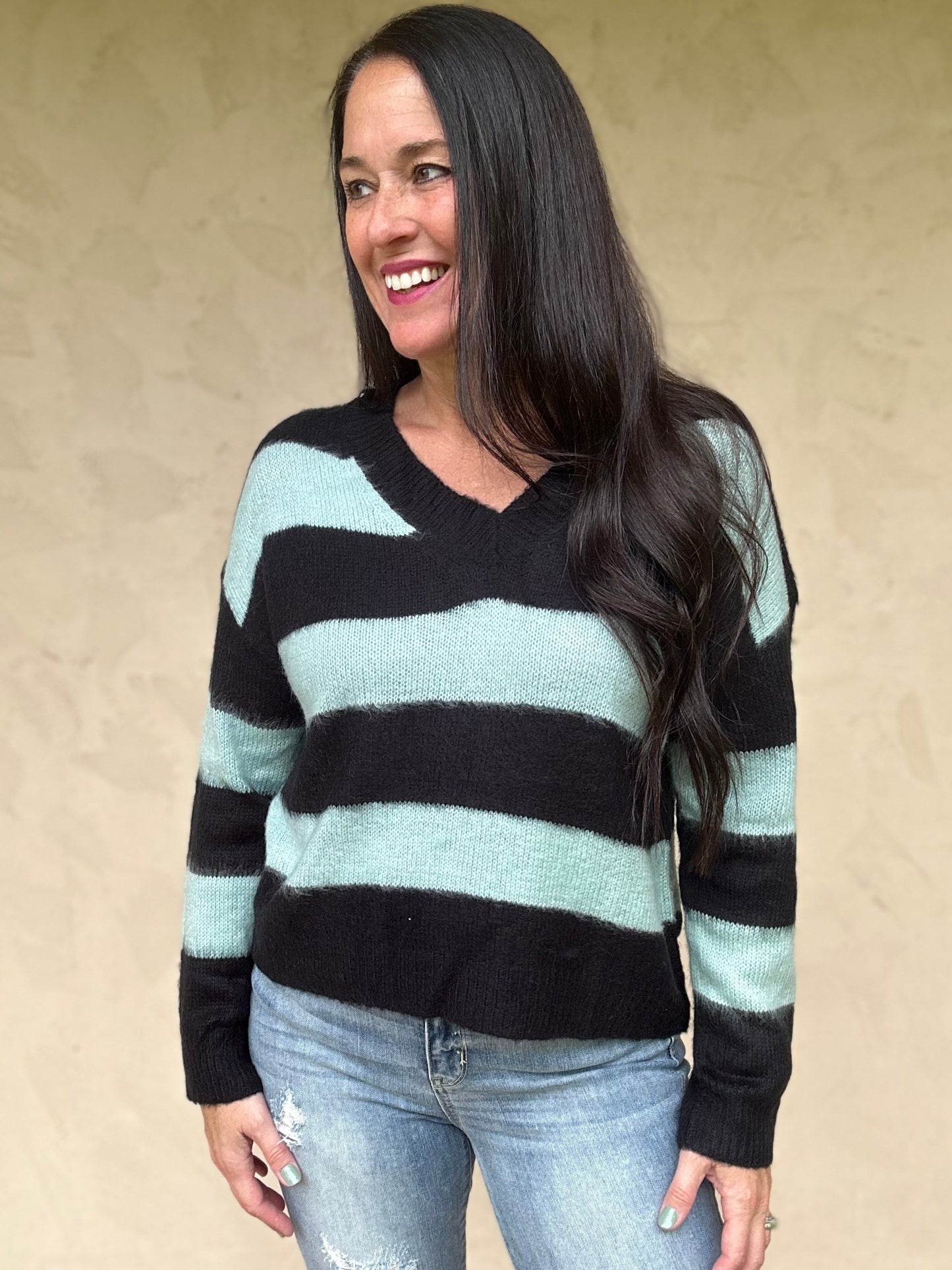 Fuzzy Feelings Sweater, Aqua Blue