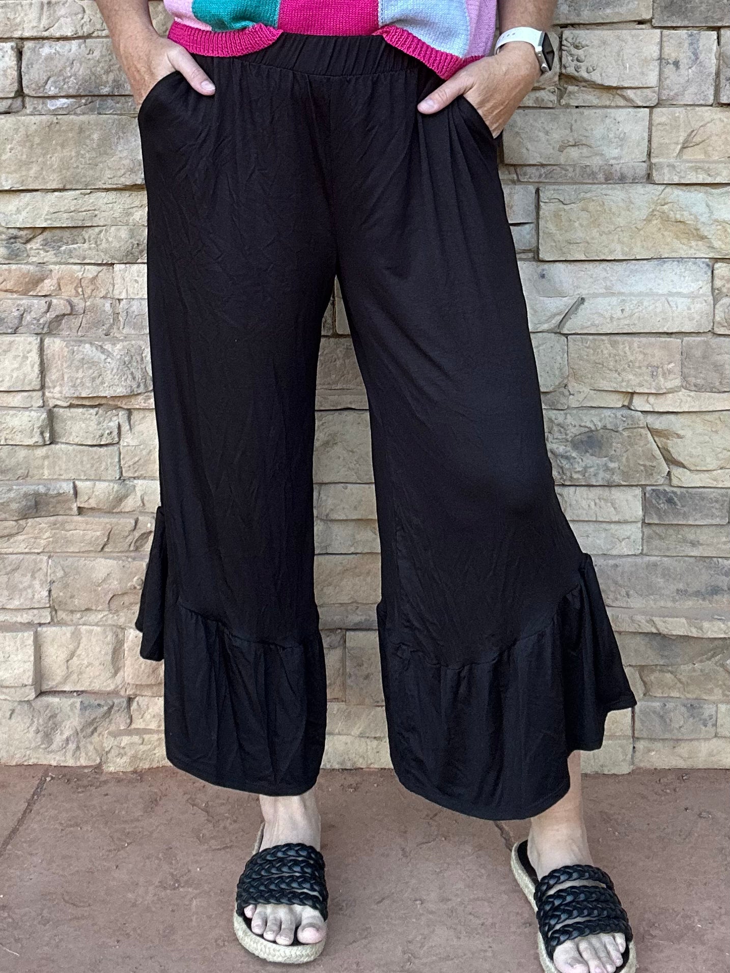 Black Ruffle Pants