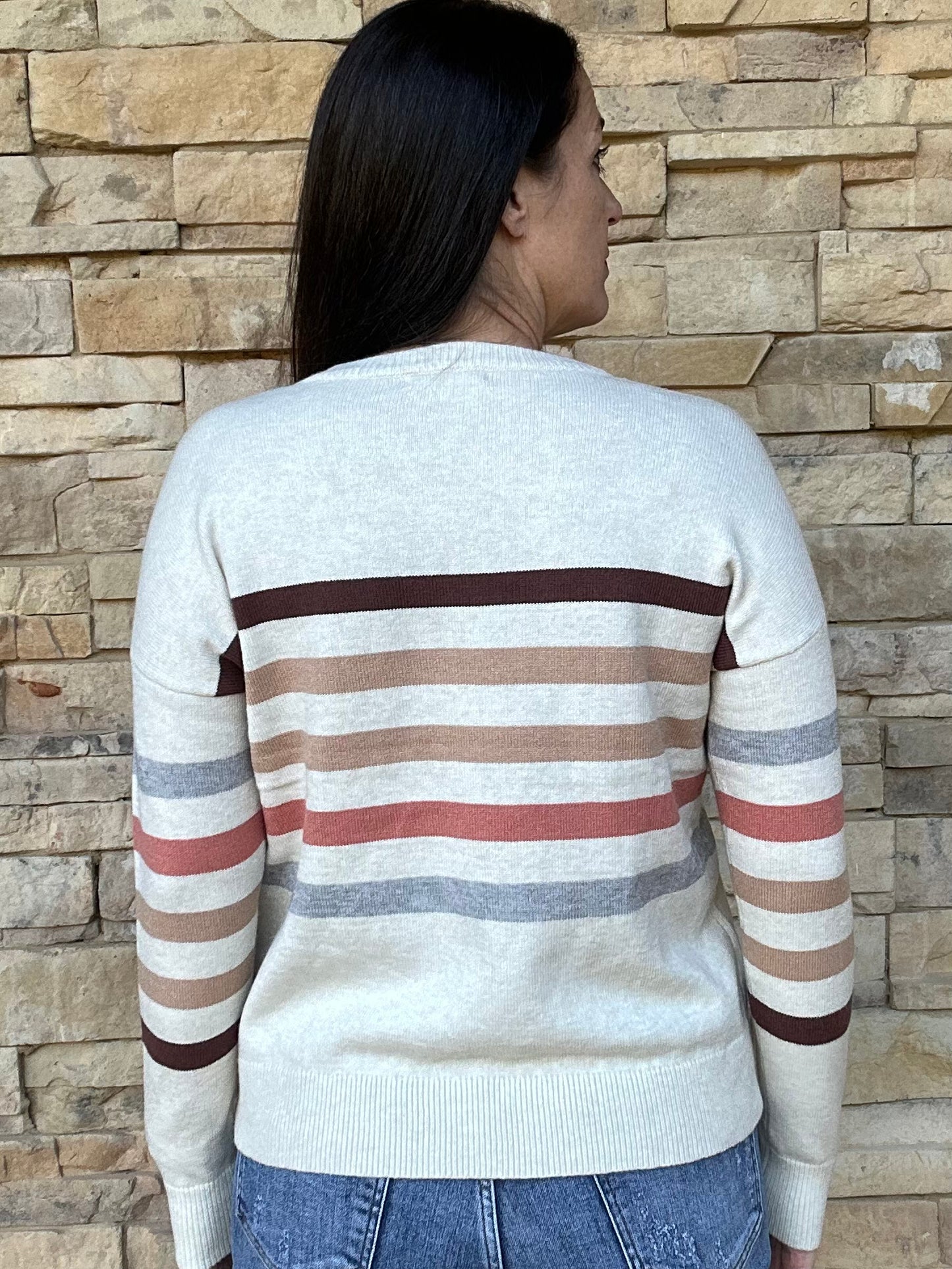 Staccato Striped Sweater, Sand