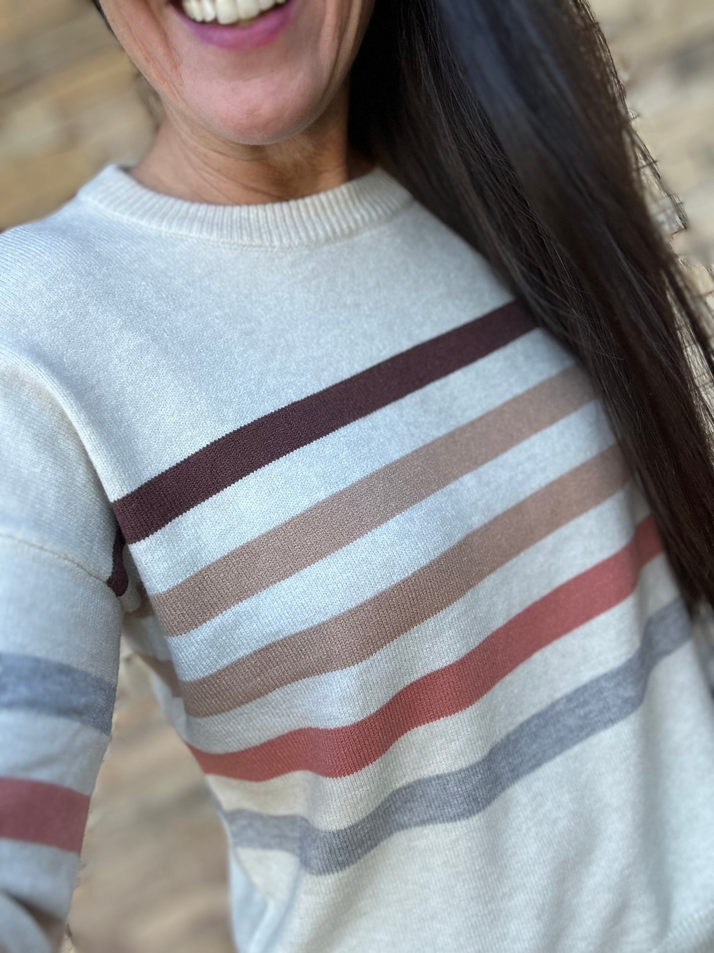 Staccato Striped Sweater, Sand