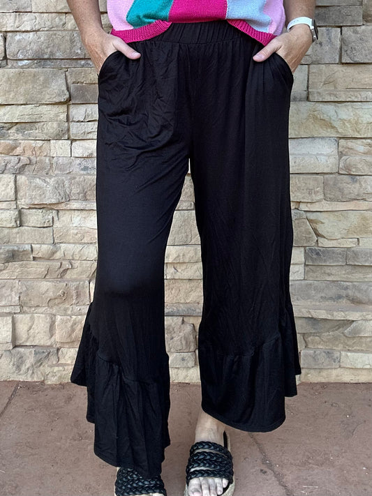 Black Ruffle Pants