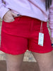 Judy Blue Fray Hem Shorts, Red