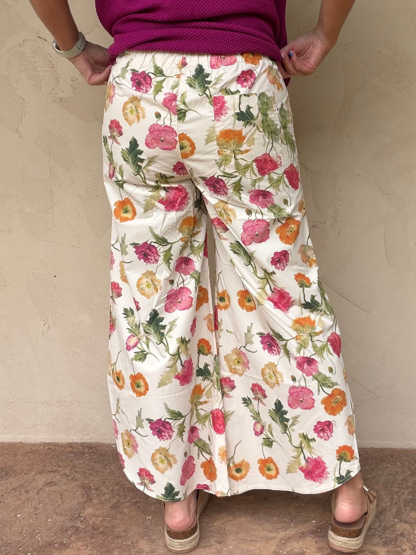 Floral Tulip Pants, Ivory