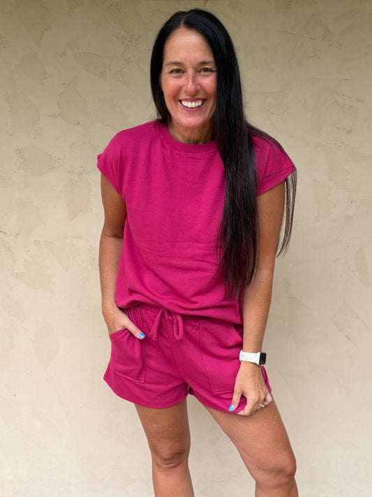 Mono B French Terry Set, Plum Pink