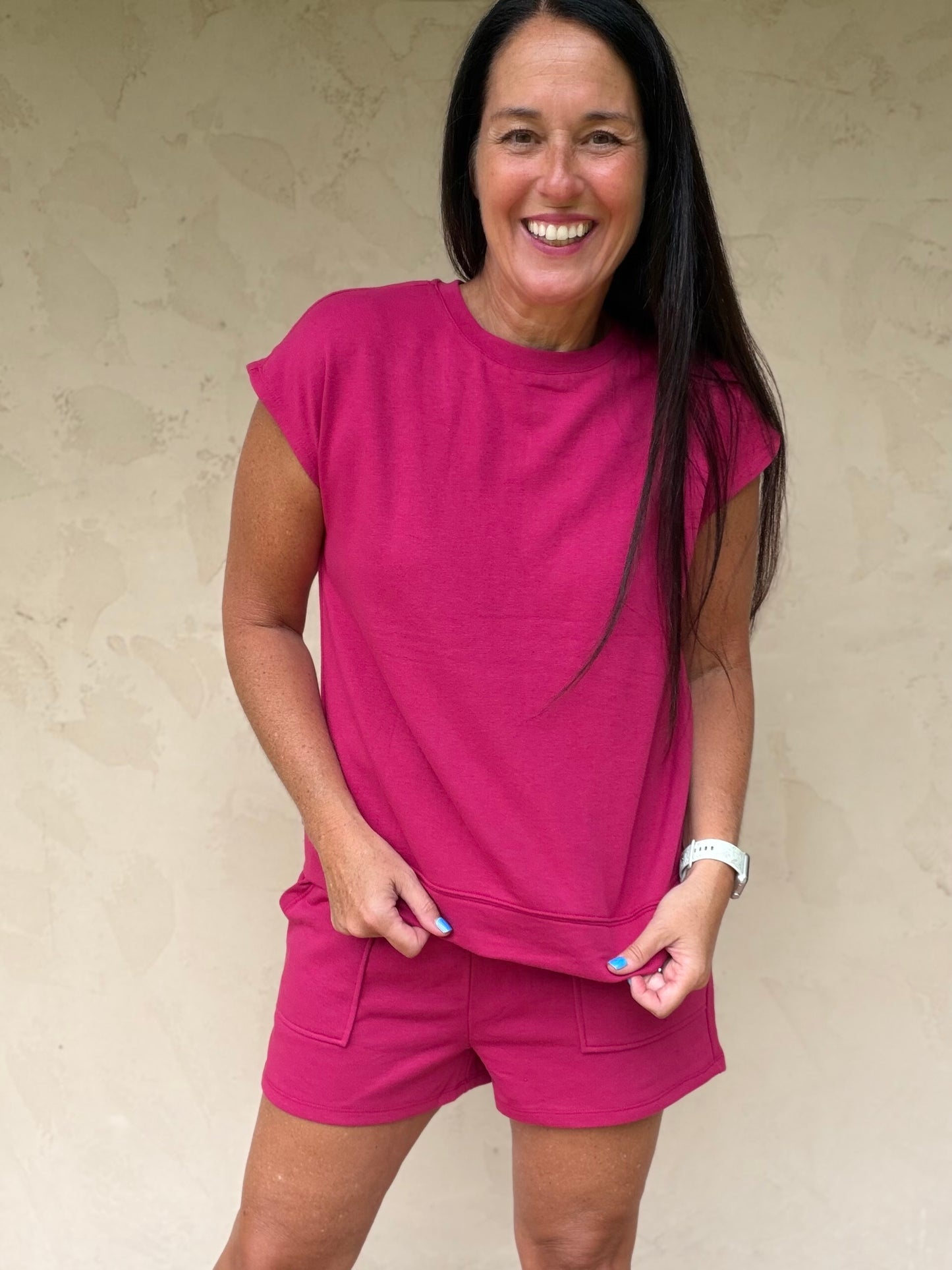 Mono B French Terry Set, Plum Pink