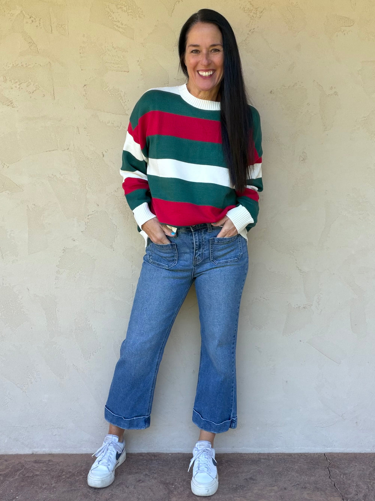 Holiday Stripe Oversized Sweater
