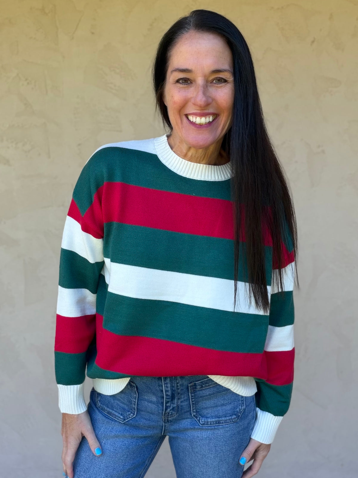 Holiday Stripe Oversized Sweater