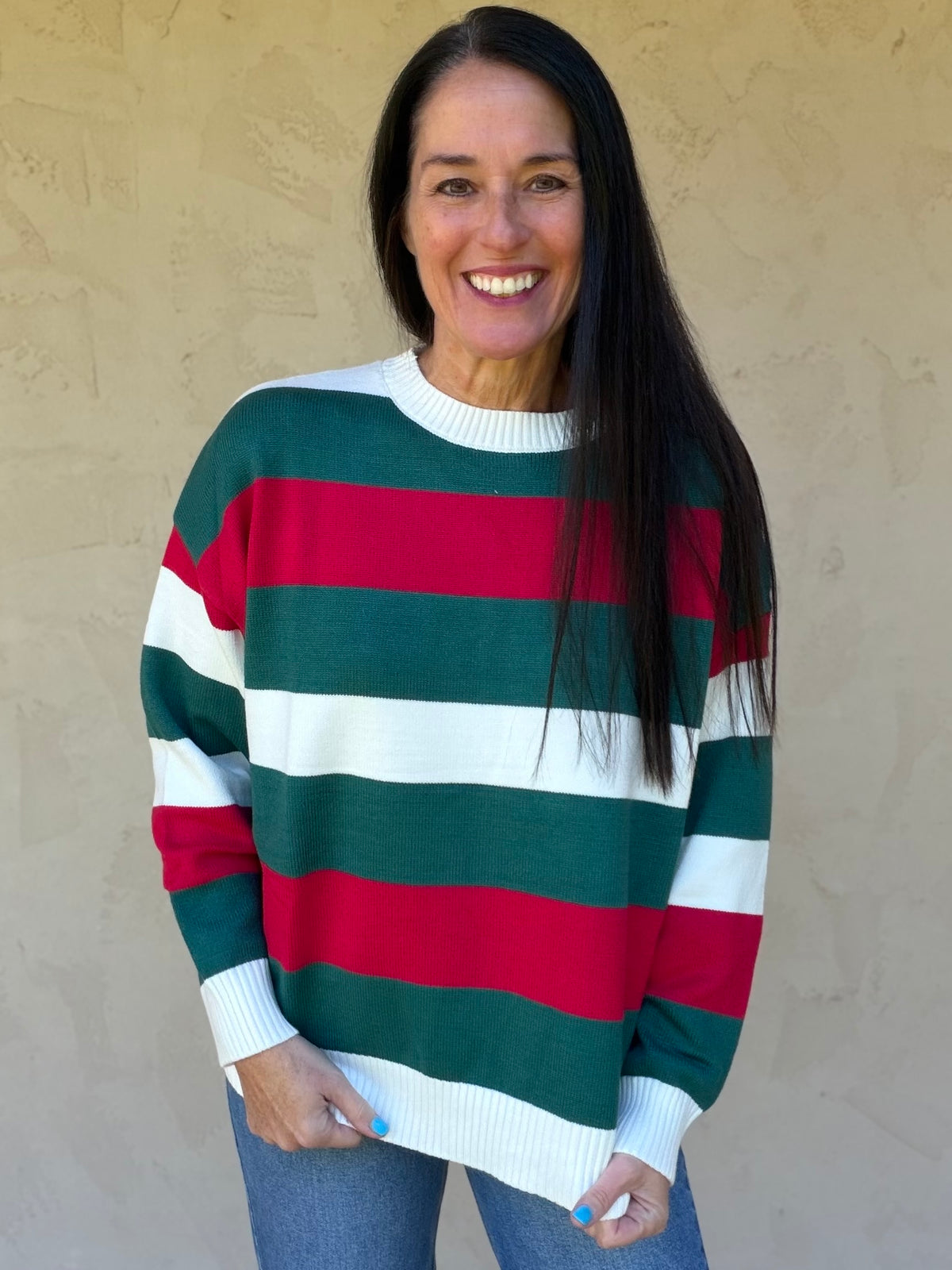 Holiday Stripe Oversized Sweater