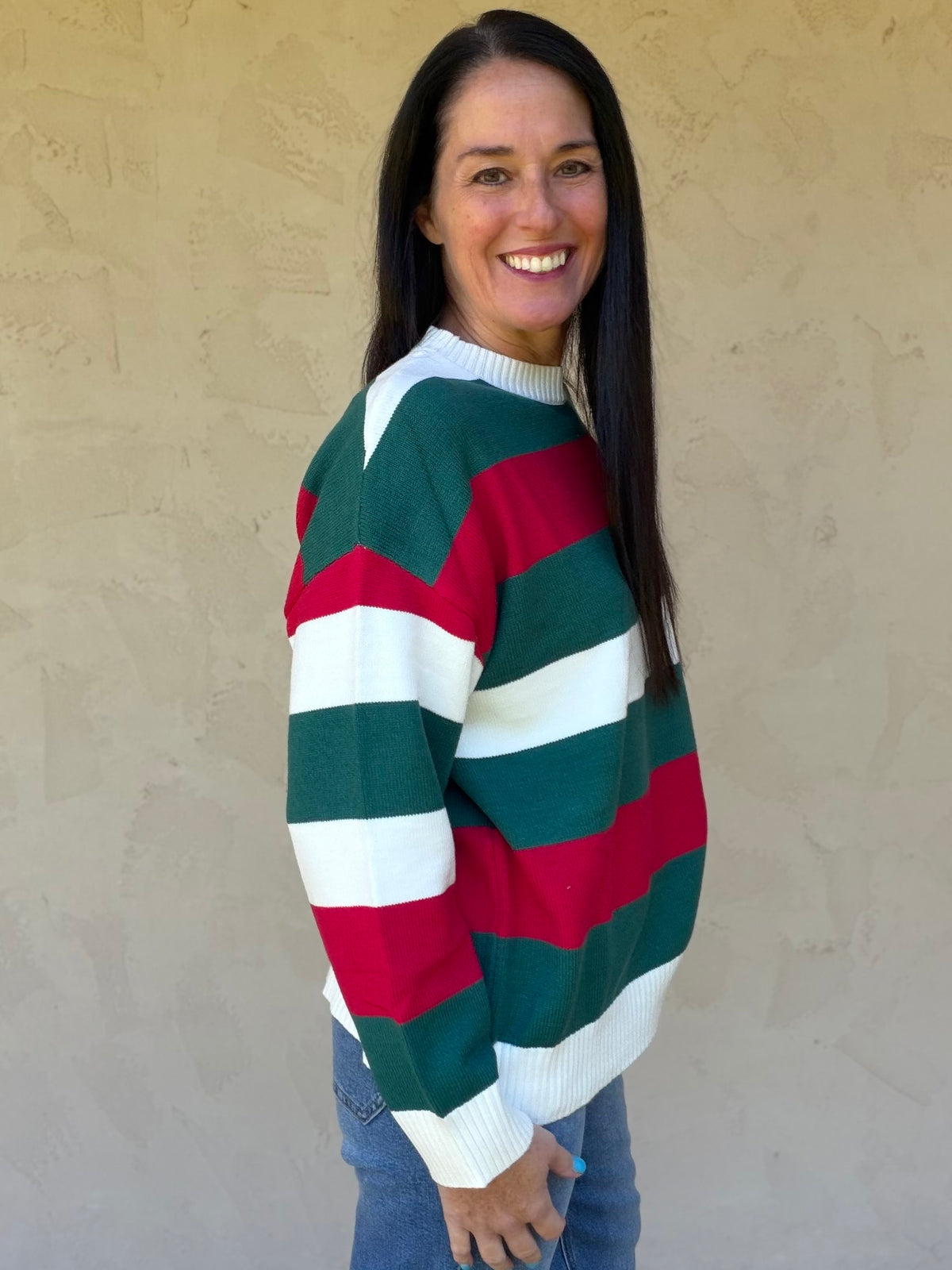 Holiday Stripe Oversized Sweater