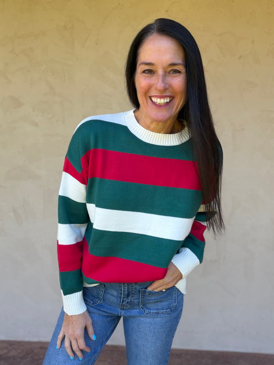 Holiday Stripe Oversized Sweater