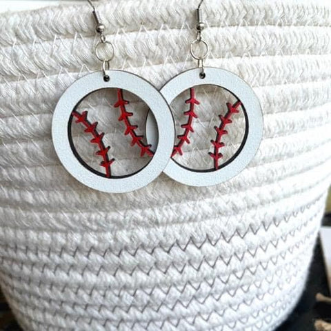 Baseball Wooden Earrings