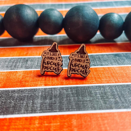Hocus Pocus Wooden Stud Earrings