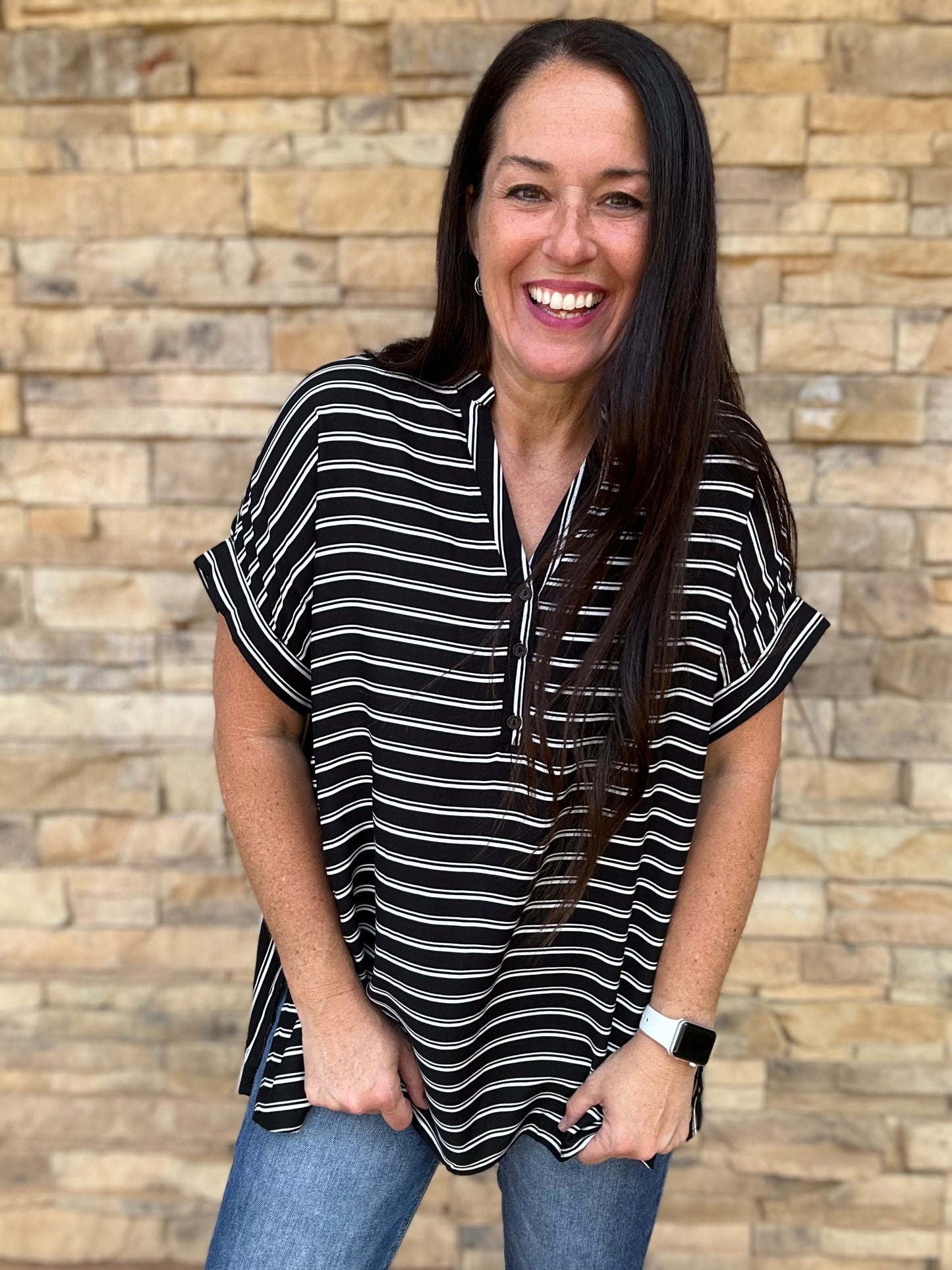 Oversized Dolman Striped Top