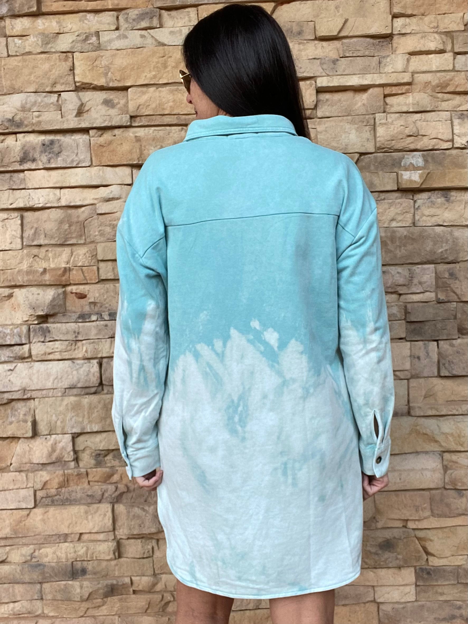 Tie Dye Shirt Dress, Blue The Pink Daisy Tie Dye Shirt Dress, Blue The Pink Daisy
