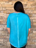Mineral Washed Raw Hem Dolman, Turquoise