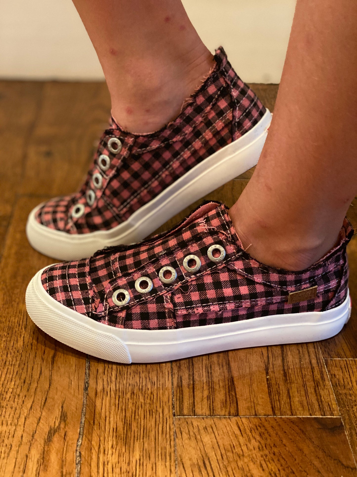 Blowfish Girls Play Pink Buffalo Plaid Sneaker