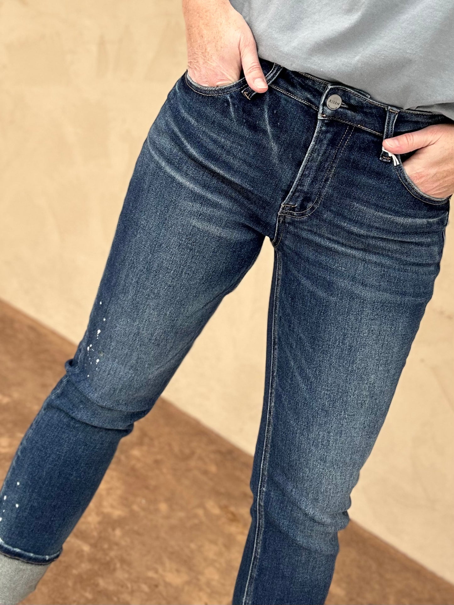 Risen Paint Splash Cuffed Straight Jeans