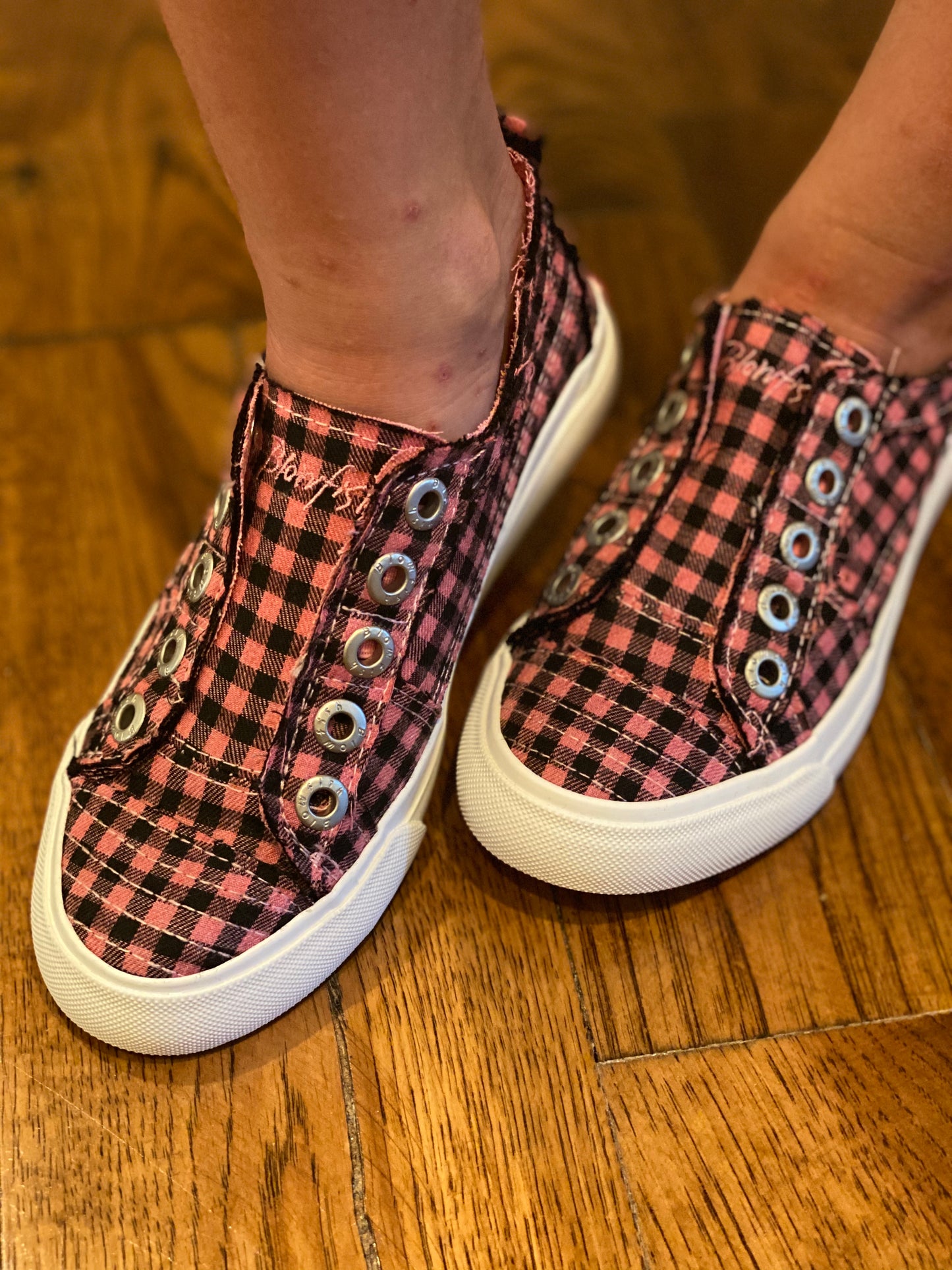 Blowfish Girls Play Pink Buffalo Plaid Sneaker