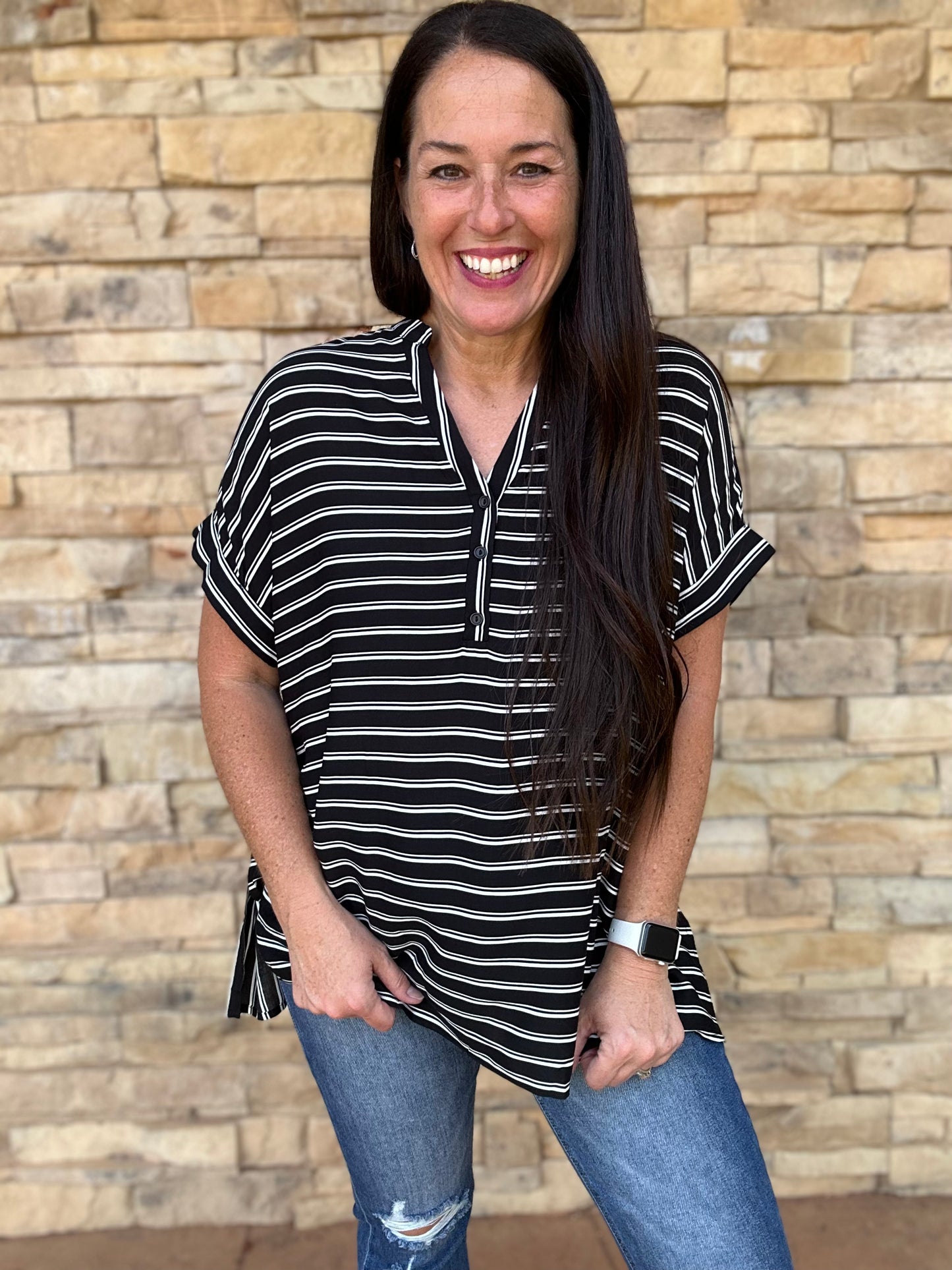 Oversized Dolman Striped Top