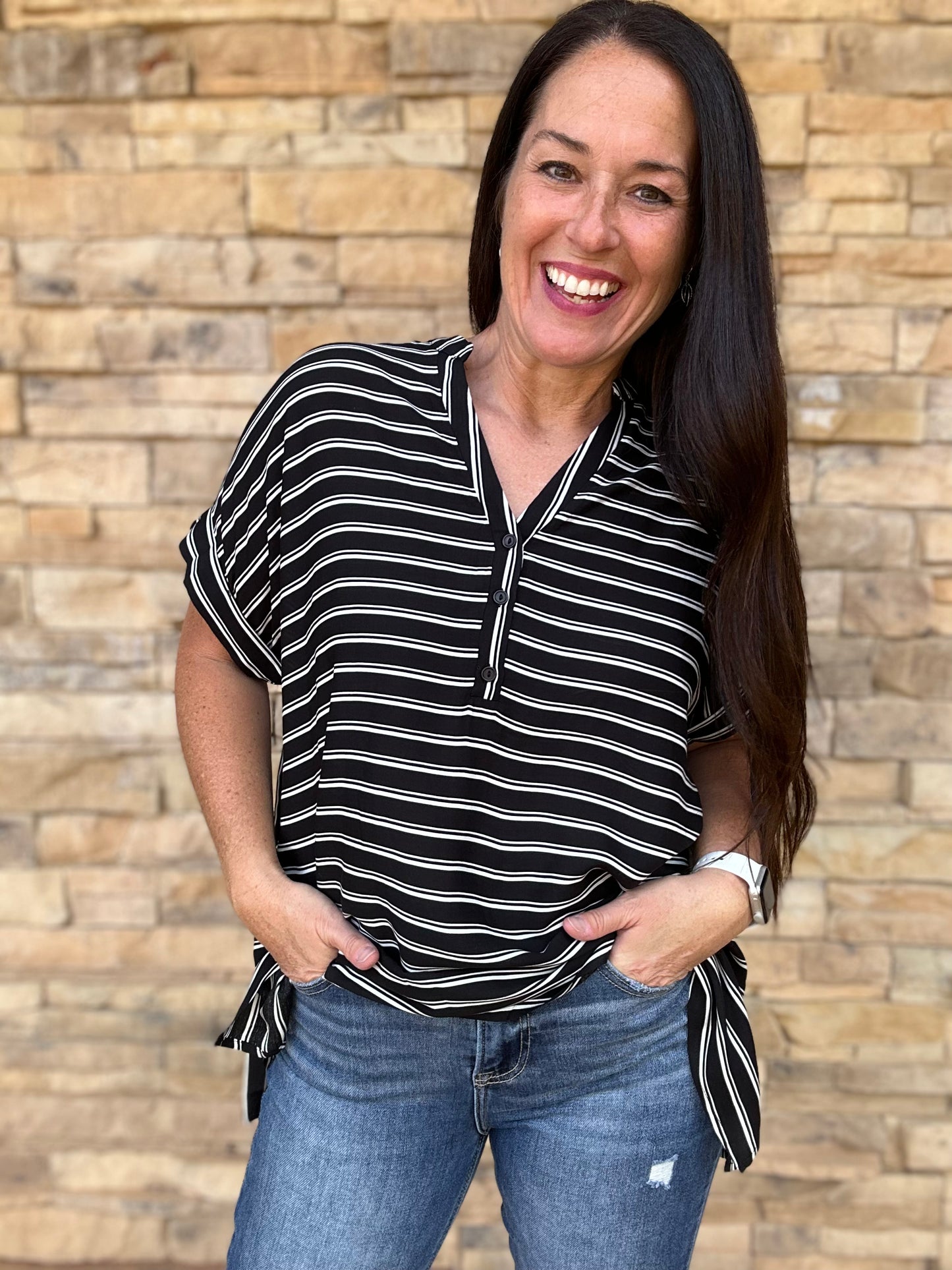 Oversized Dolman Striped Top