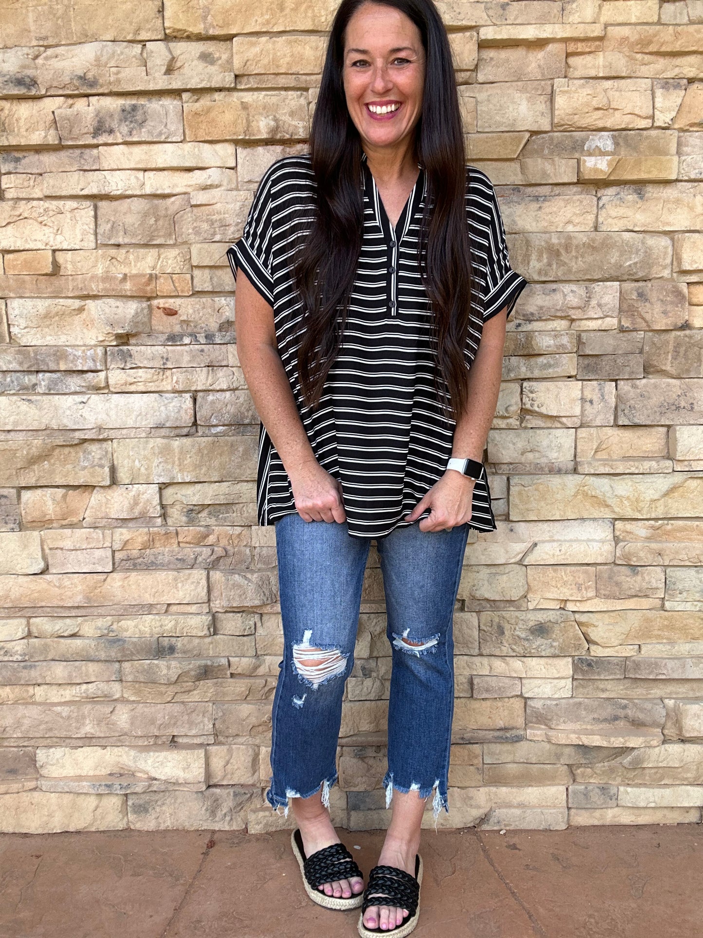 Oversized Dolman Striped Top